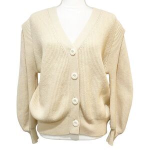 Womens SNIDEL Ivory Chunky Knit Structured Sweater M Lace Back Grandmacore Cozy
